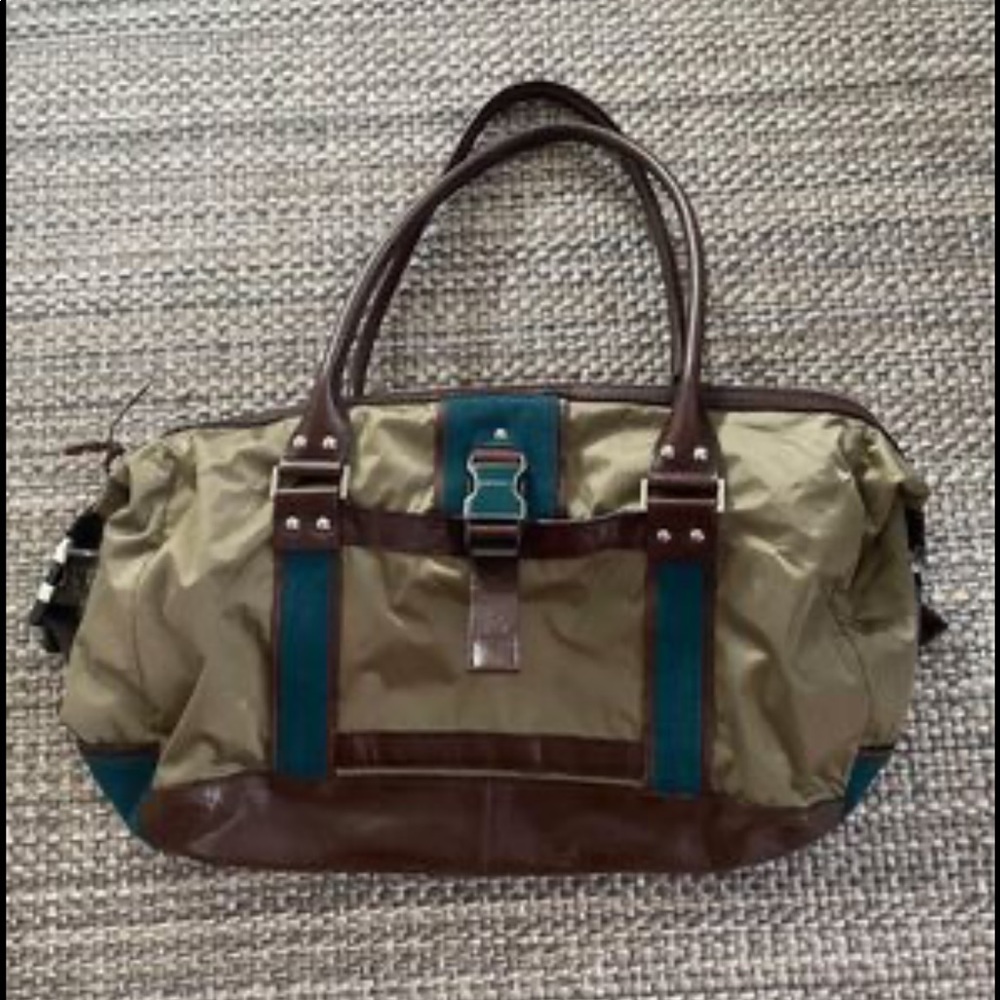 DKNY leather/suede/leather small duffel/tote bag